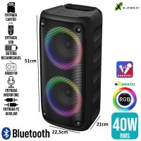 Caixa de Som Bluetooth 40W RGB KTS-1299 X-Cell - Preta